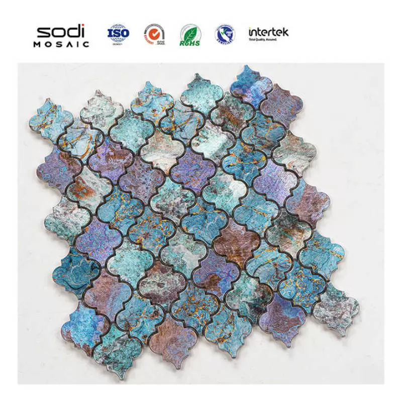 Living Room Bedroom Decor Mediterranean Style Multiple Colors Green Lantern Shape Aluminium Mosaic Tiles