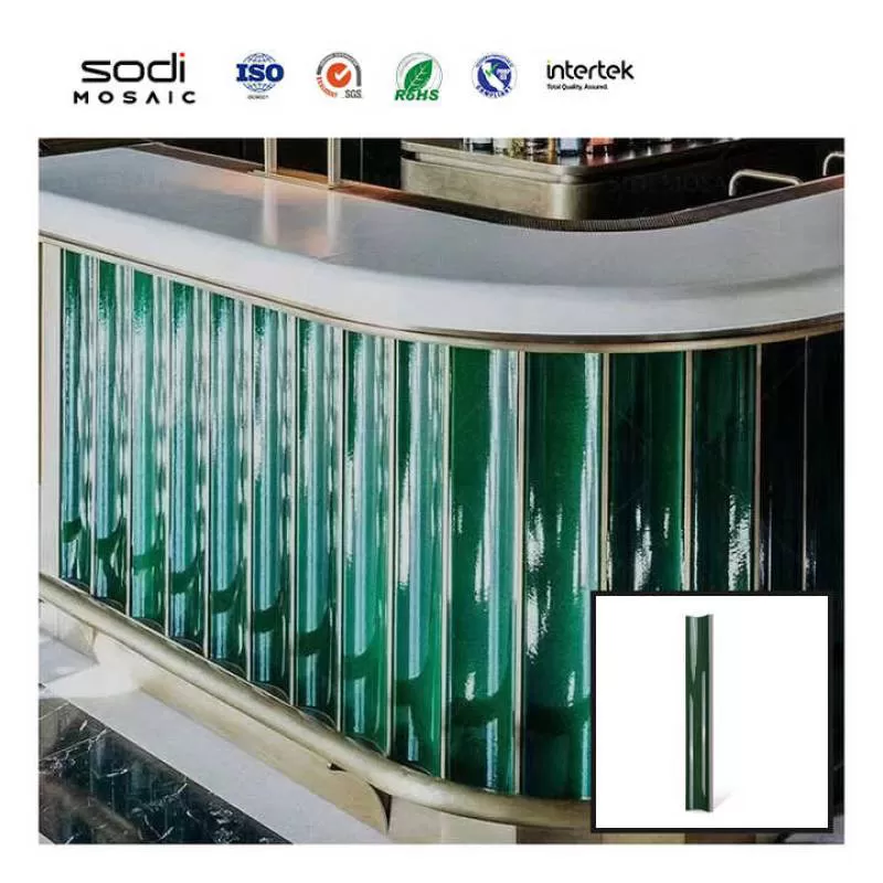 80X600MM Restaurant Cafe Wall Rainbow Glitter Green Subway Handmade Tiles for Bathroom Kitchen