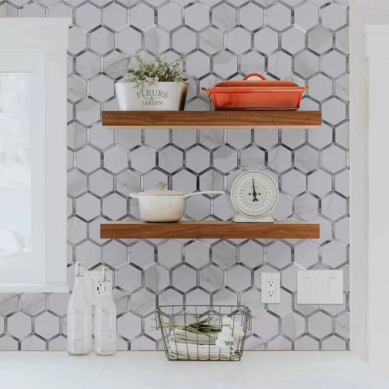 Good Quality Easy Diy Installation Peel and Stick Kitchen Backsplash Hexagon Mosaics Stick Wall Tiles