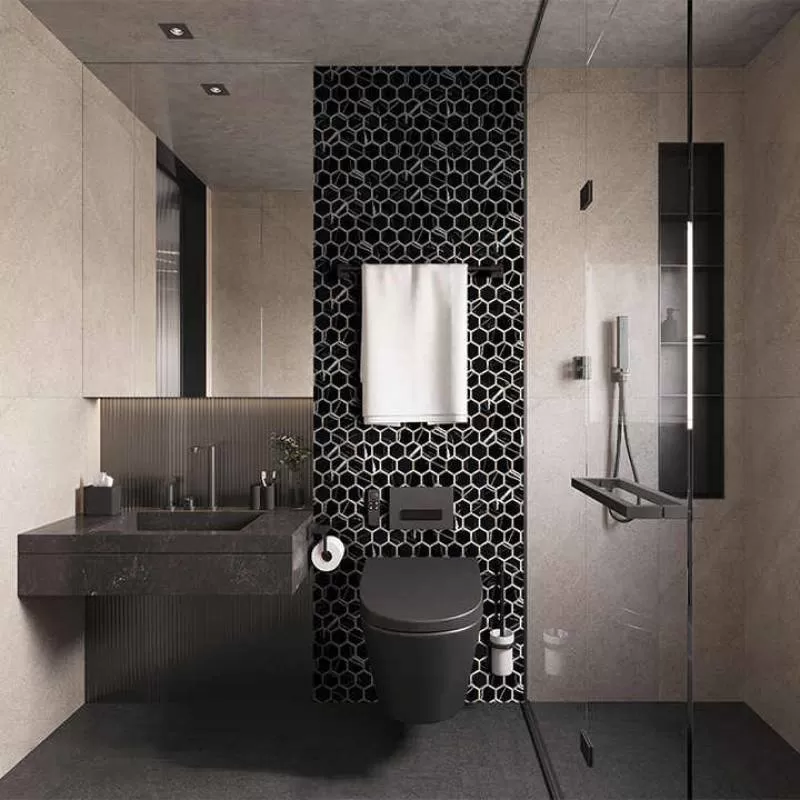 Wholesale Home Decor Self Adhesive Peel and Stick Kitchen Backsplash Aluminum Hexagon Mosaic Tiles