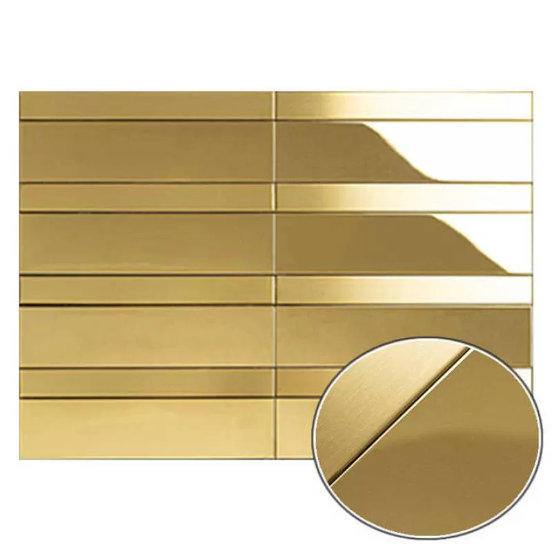 New Design Ktv Mirrored Scratch Resistance Gold Stainless Steel Mosaic Wall Rectangle Mosaic Tile
