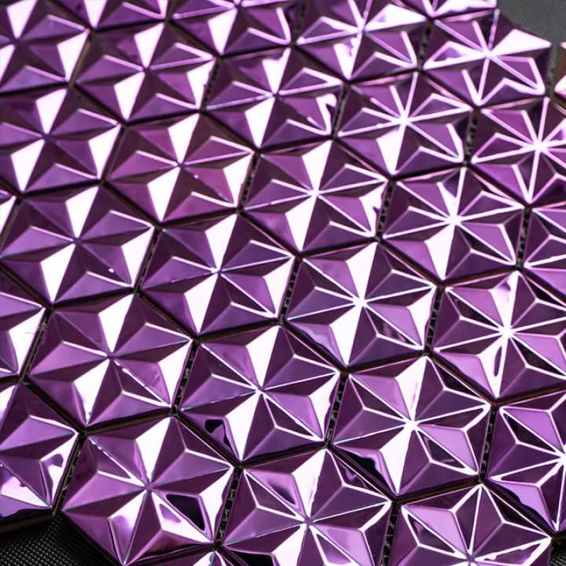 Golden Luxury Purple Mosaic Hexagon Stainless Steel Tile 3D Tile Metal Mosaic Tile for Background Wall