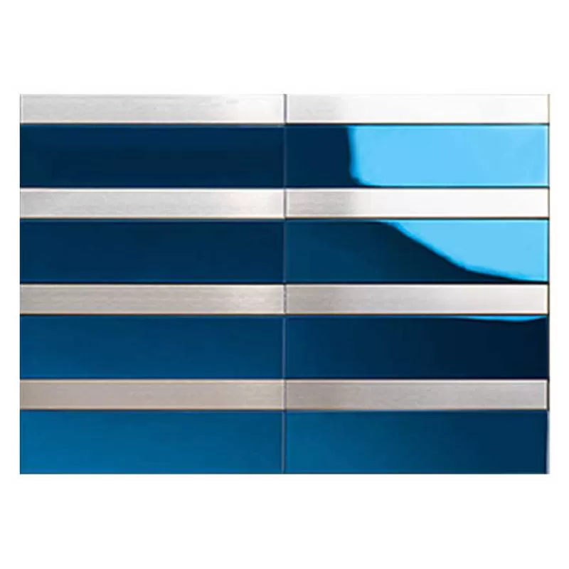 Diy 255*369 Blue Antifouling Mirror Backsplash Tiles Mosaics Wall Fireproof Metal Mosaic for Hotel or Bar