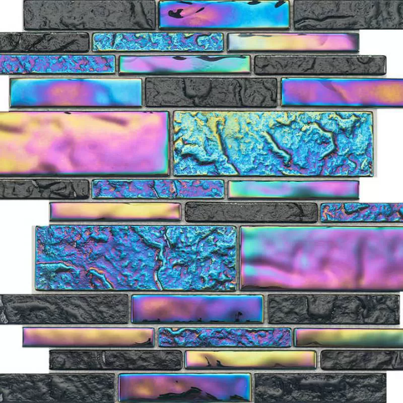 Customized Luxurious Swimming Pool Decorative Tile Blue Crystal Strip Glass Mosaic Home Decoration Glass Mosaic