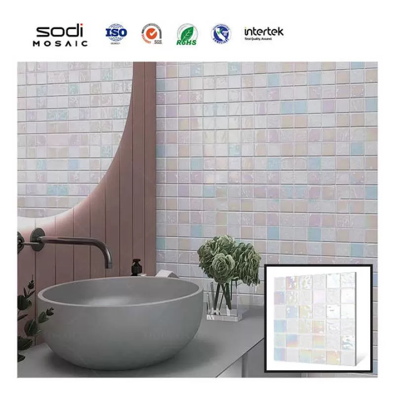 Home Bathroom SPA Shower Crystal Glass Mosaic Tile for Pool or Kitchen Wall Decor