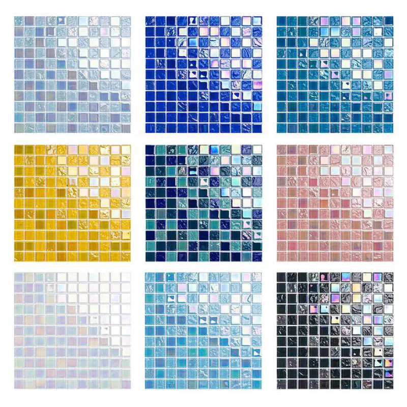 25*25mm Small Chip Size Colorful Shining Exterior Cladding Anti-slip Mixed Color Wall Mosaic Tile
