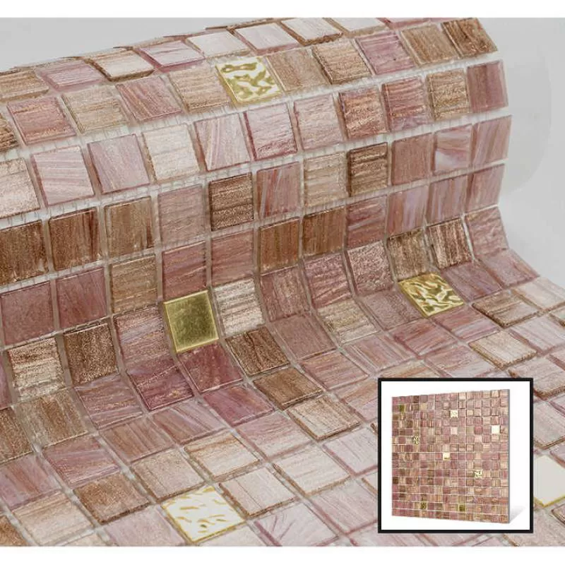 300*300 Indoor Luxury Glitter Texture Backsplash Decor Crystal Pink Mosaic Pool Tile