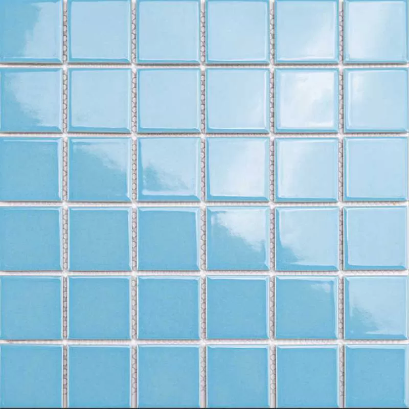 Wholesale Glossy Pool Tile One Stop Porcelain Mosaic Tile Square Blue Ceramic Mosaic Cheap Swimming Pool Tile