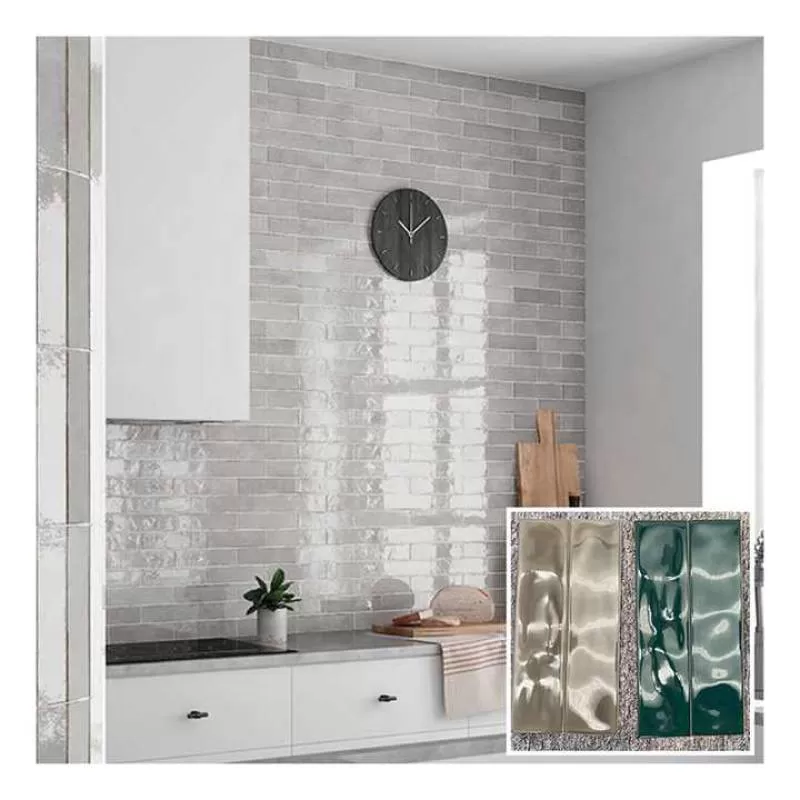 75*300 Strip Glossy Red Raised Grain Tile for Kitchen and Bathroom Wall Tile Hotel in Large Stock