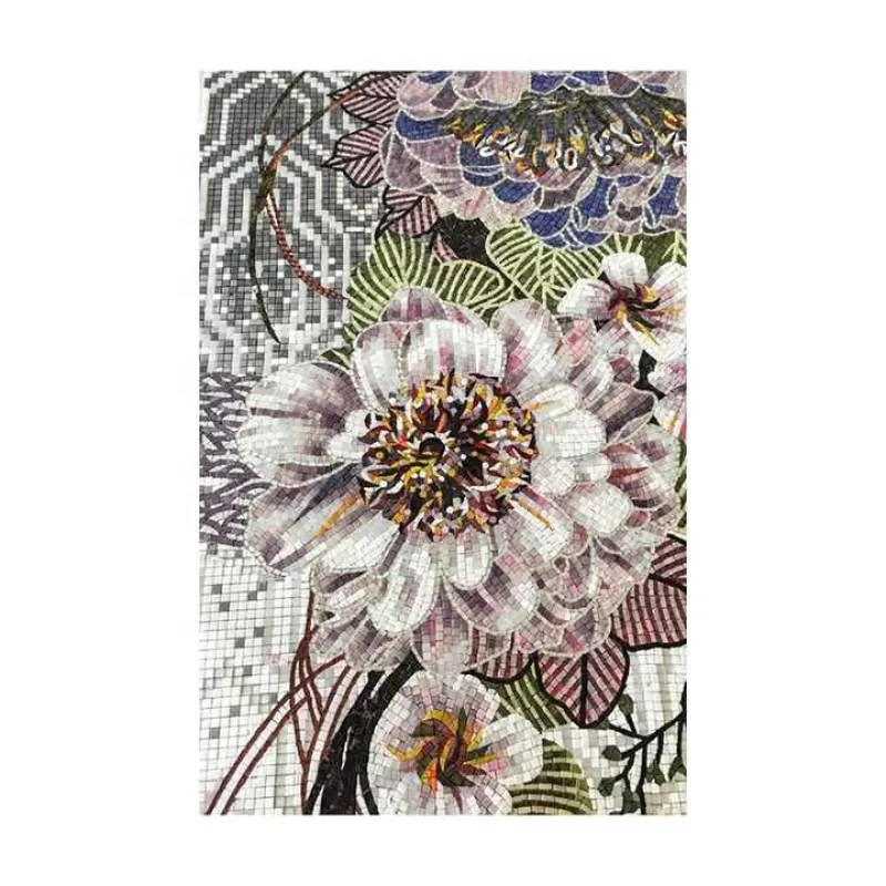 Beautiful Purple Flower Glass Tile Mosaic Mural Patterns and Crystal Ceramic Mosaic Feature Wall for Hotel 
