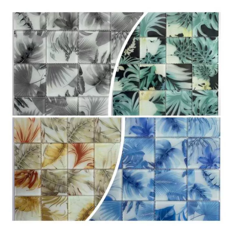 Tree Grain Inkject Shape Glass Mosaic Tile for Bathroom Wall Kitchen Backsplash Livingtoom