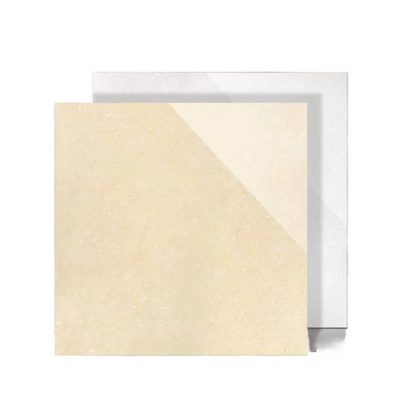 Yellow 600mm Full Ceramic Glossy Polished Tile With Scratch Resistant Glaze for Wall and Floor Use in Construction Projects