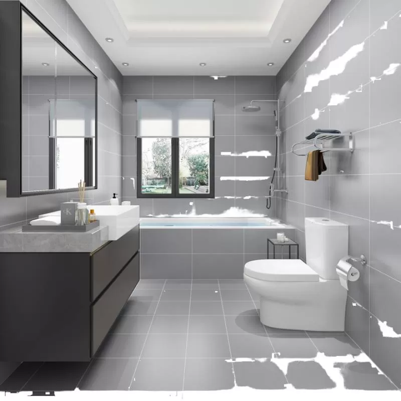 Pure Gray Ceramic Tiles for Kitchen and Bathroom Walls and Floors, 600x600, Vintage Style, Slip-Resistant Matte Floor Tiles