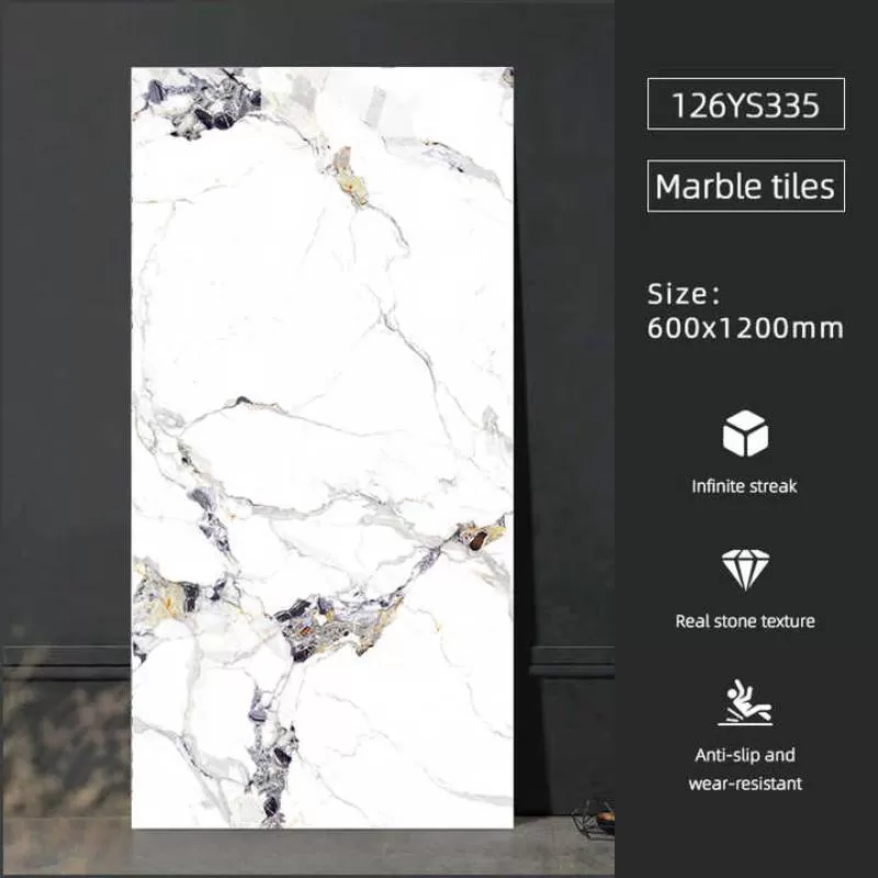 60x120 Full Body Glossy Ceramic Interior Tile for Apartment Glazed Polished Porcelain Marble Floor Wall Tiles