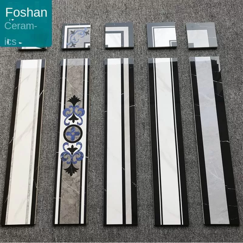 Waveguide Line Ceramic Tile Wear-Resistant Floor Tile Circle Edge Living Room Aisle Hotel Lobby Walking Edge Wave Wire Ground