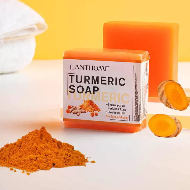 Turmeric Soap Dark Spot Acne Removal Even Skin Mositen Smooth Skin Deep Cleansing Handmade Turmeric Soap
