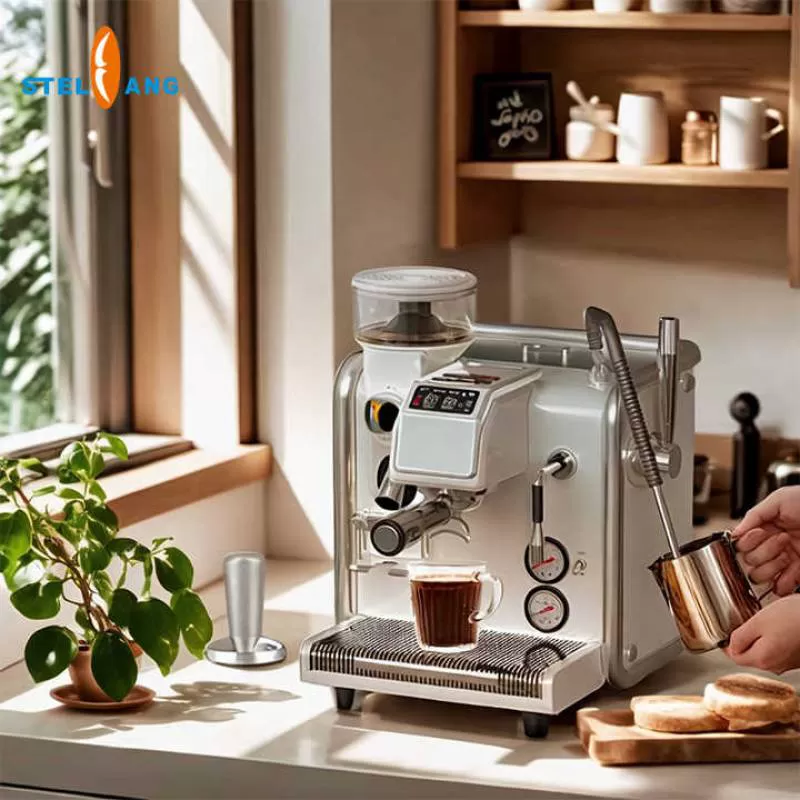 Large Capacity 1 Group Electric Automatic Commercial Espresso Coffee Maker with Grinder