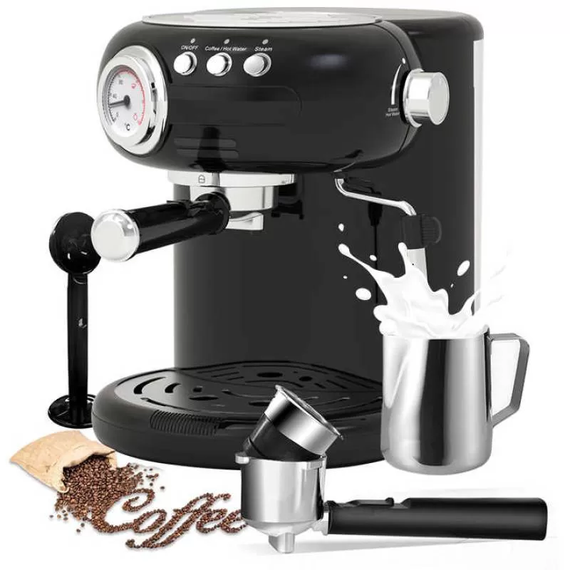 Home Use Vintage Semi Automatic 3 in 1 Cappuccino Espresso Coffee Machine with Milk Frother