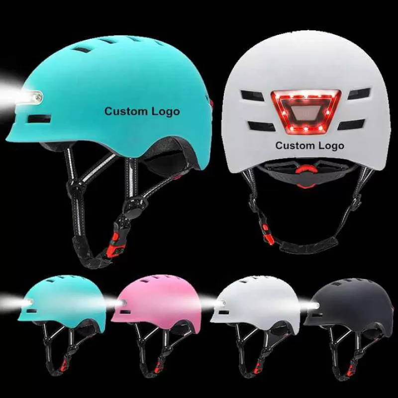 Led Light Adult Sport Skateboard Helm Urban Road Commuter Electric Bicycle Bike Scooter Helmet for Men Women