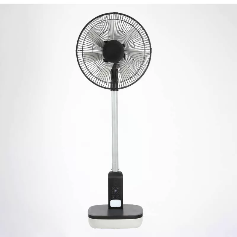 Portable 16 Solar Rechargeable Electric Motor Fan Floor Standing with Remote Control Adjustable Outdoor Use Box Installation