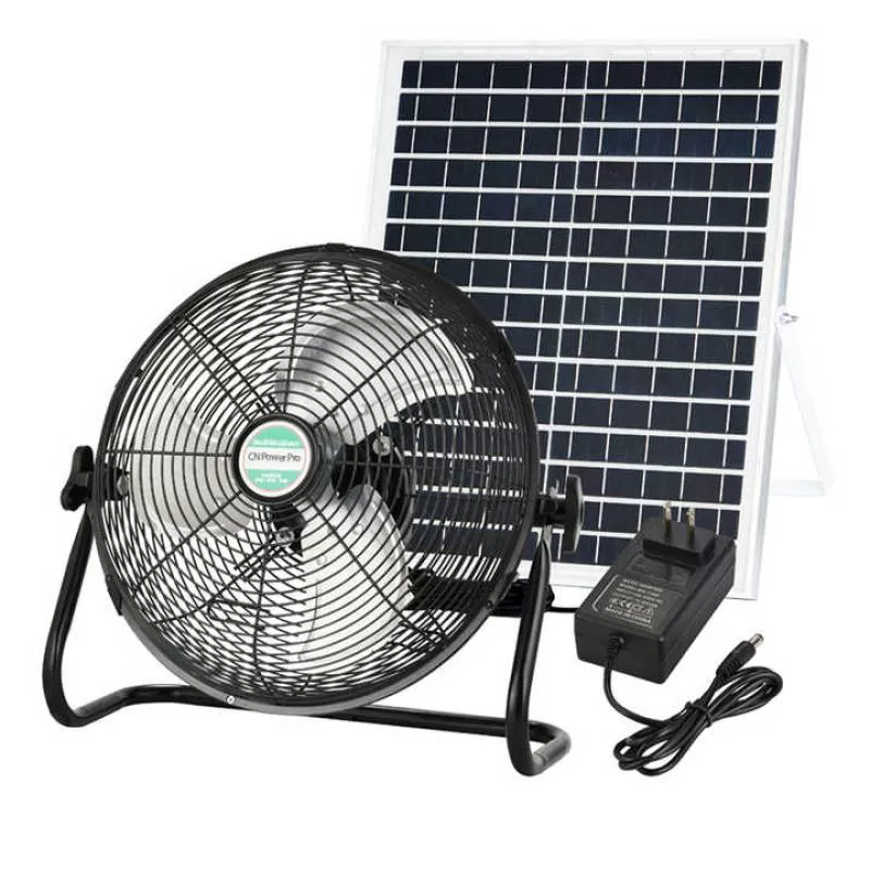 Rechargeable Solar Fan Charging with Solar Panel 12/16 Inch Lithium Battery Solar Stand Portable Powered Fan for Outdoor/indoor