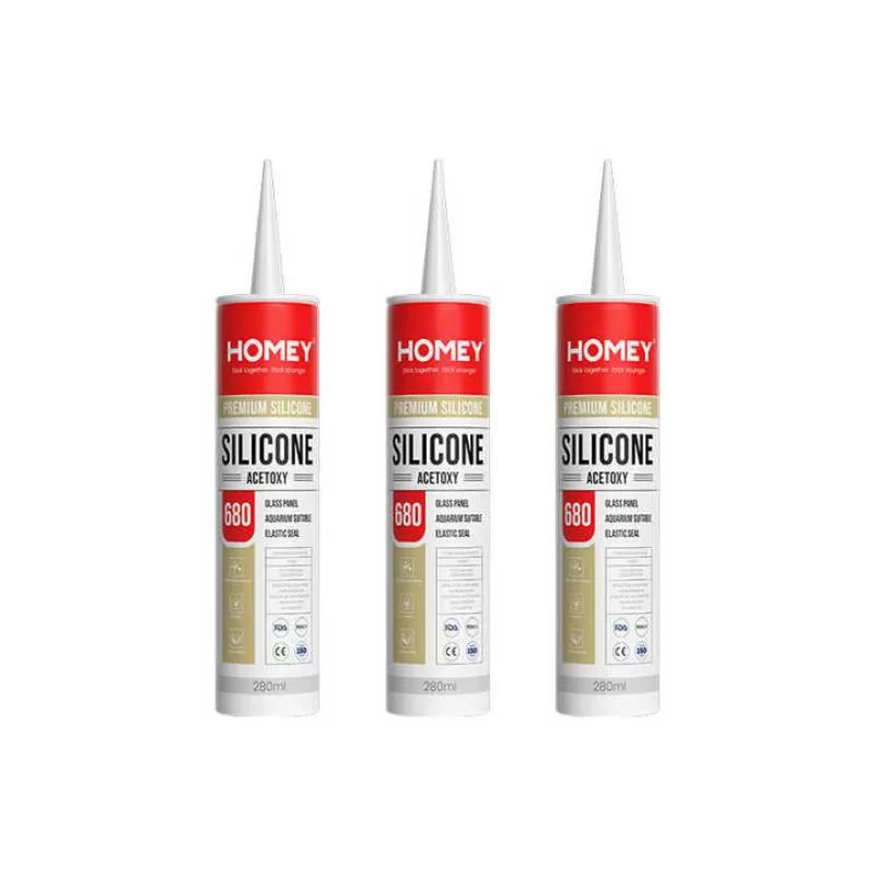 Homey Acetoxy 680 Silicone Sealant Customizable White and Black Colors Clear Adhesive for Bonding Glass Sealant