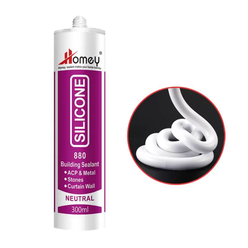 Homey 880 Fast Curing Clear Silicone Glue Neutral Construction Adhesive Waterproof and Weatherproof for Outdoor Use