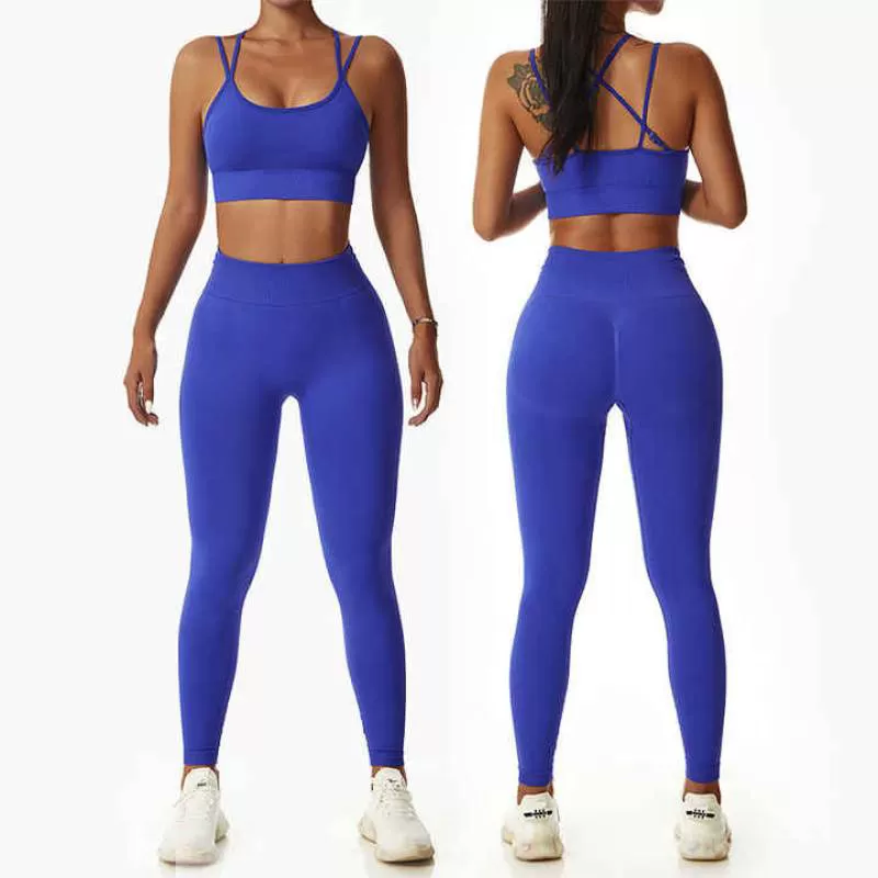 Custom Logo Hot Solid Color Fashion Activewear Clothing Sexy Yoga Sport Top Gym Wear Workout Women Yoga Gym Fitness Sets