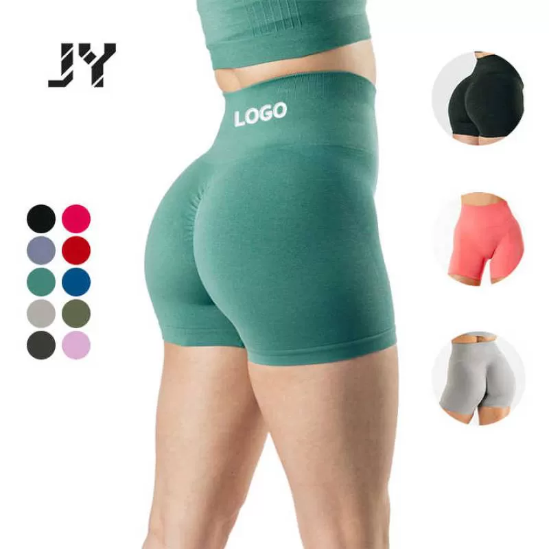 Joyyoung Women Washed Solid Fitness Shorts Seamless High Waist Fitness Yoga Shorts Sports Scrunch Butt Biker Shorts