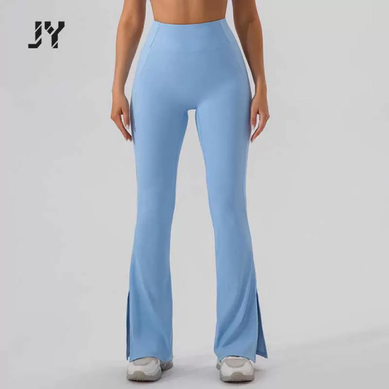 Joyyoung Wholesale Fitness Flare Pants High Waist Comfort Soft Quick Dry Open Leg Dance Gym Yoga Leggings for Women