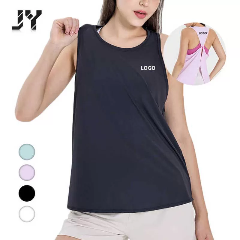 JY 2024 Summer  Open Back Butterfly Women Sleeveless Shirt Custom Logo Women Gym Sport Wear Fitness Workout Yoga Tank Top