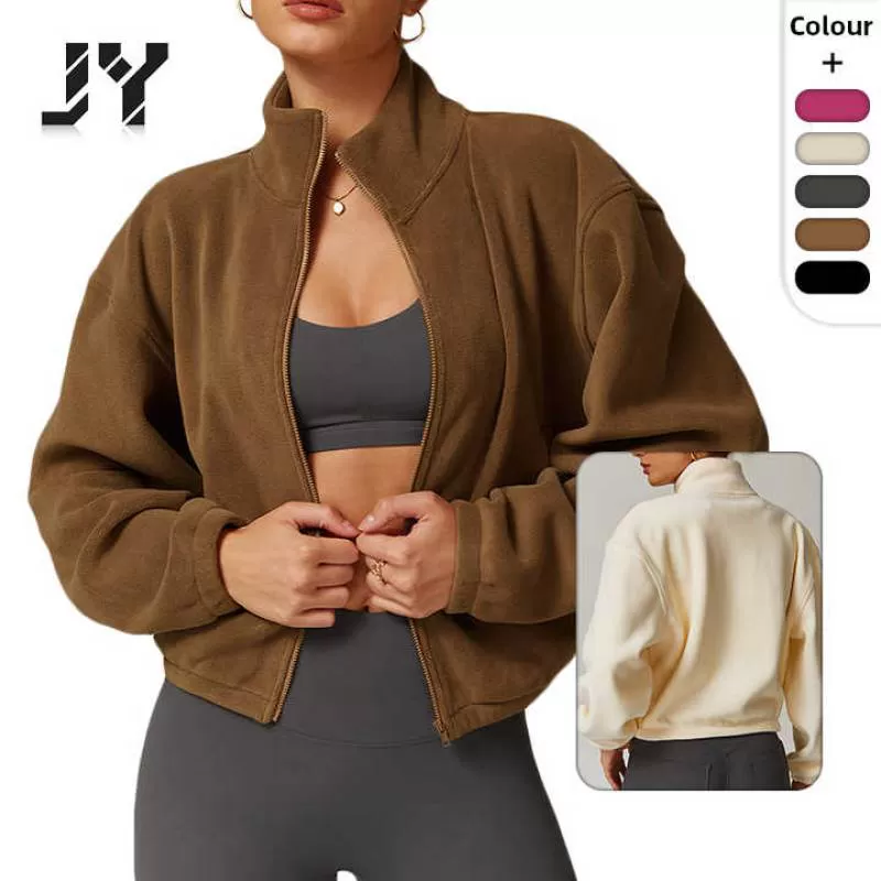 JY 2024 Winter Velvet Jacket Sports Yoga Long Sleeve Outdoor Thickened Warm Jacket for Women
