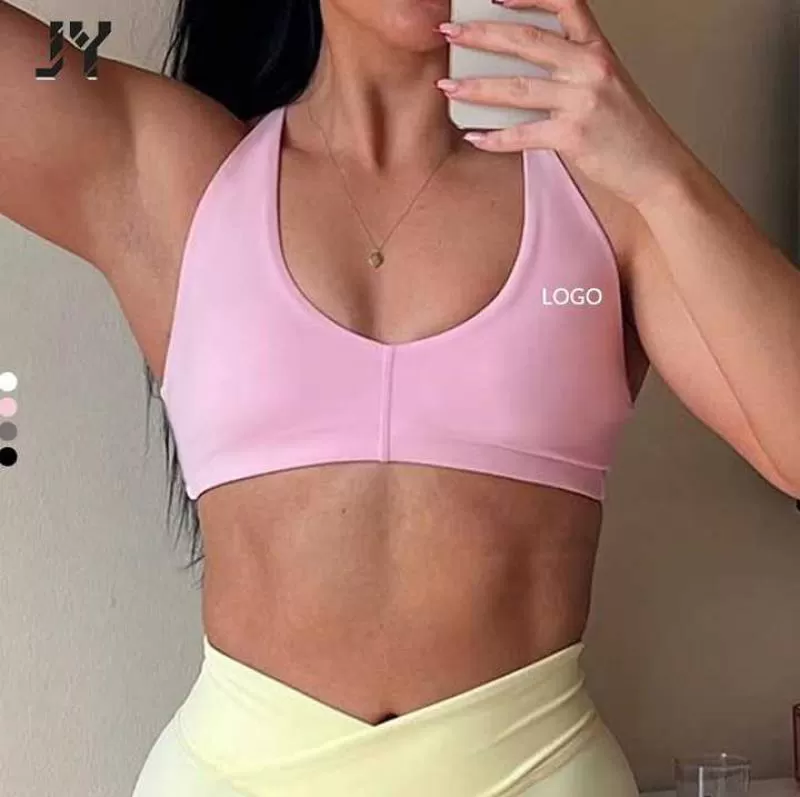 Joyyoung Soft Women Push up Supportive Soft Soft Extreme Push up Bra Lightweight Halter Neck Fitness  Sports Bra for Women