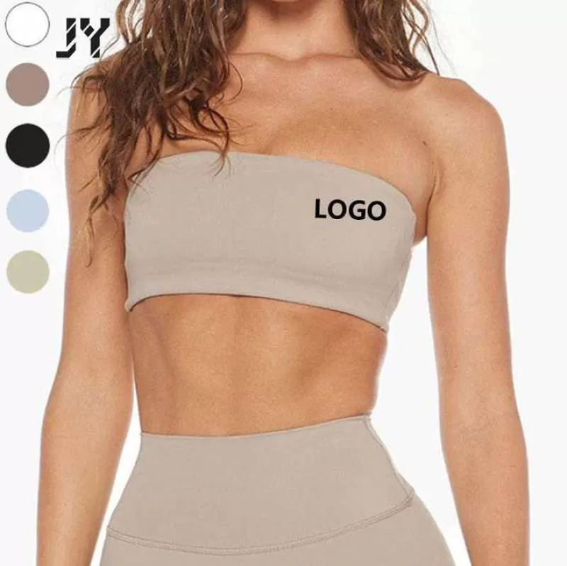 Joyyoung Wholesale Backless Custom Gym Women Activewear Yoga Bandeau Fitness Push up Comfortable Strapless Sports Bra  for Women
