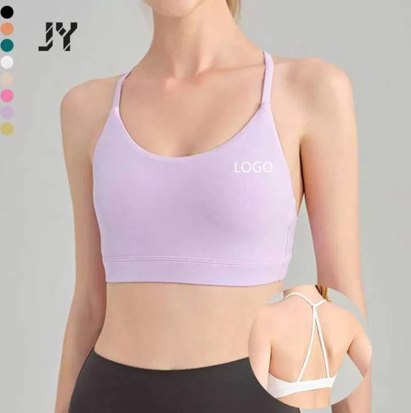 Joyyoung Wholesale Backless Gym Sportswear Fitness Crew Neck Sports Push up Custom Sports Bra for Women