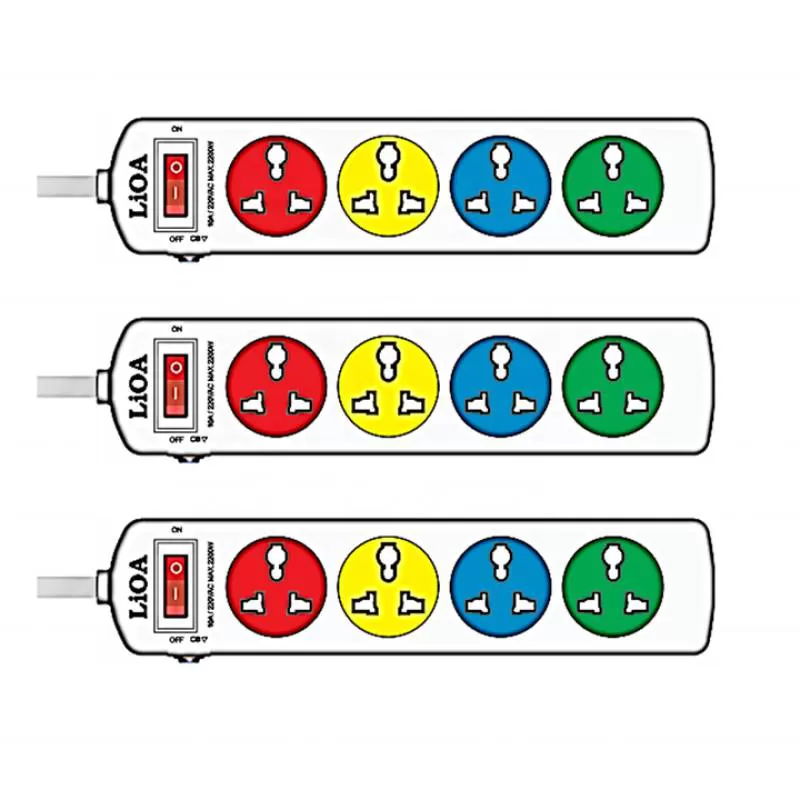 2200W 4 Outlets Extension Socket with Switch LiOA Common Product-4DNW5.2.10 220VAC 10A Plugs & Sockets