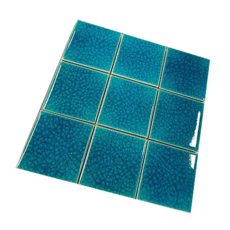 100x100mm Thick Ice Crack Shower Bathroom Tiles Wall Green Mosaic Wall Art Mirror Tiles Glass