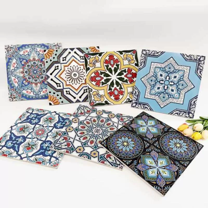 3D Moroccan Style 300x300 Glossy Surface Flower Tiles for Kitchen Balcony Colorful Bathroom Antique Art Tiles