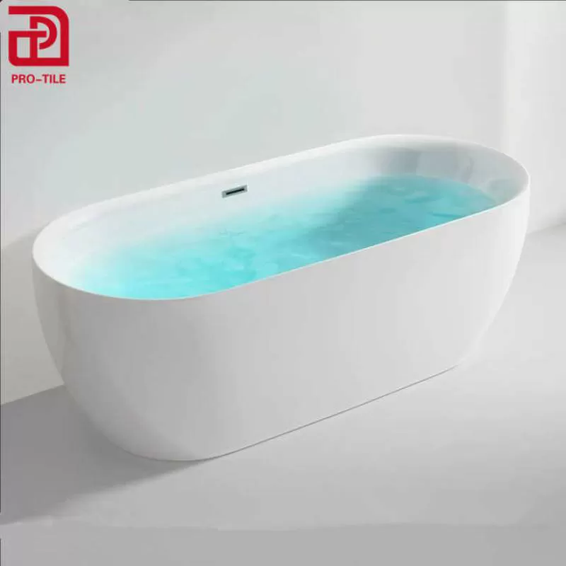 Free-standing Soaking White Bath Tub Modern Free Standing Stand Alone Design Acrylic Bathtub Bathroom Bath Tub