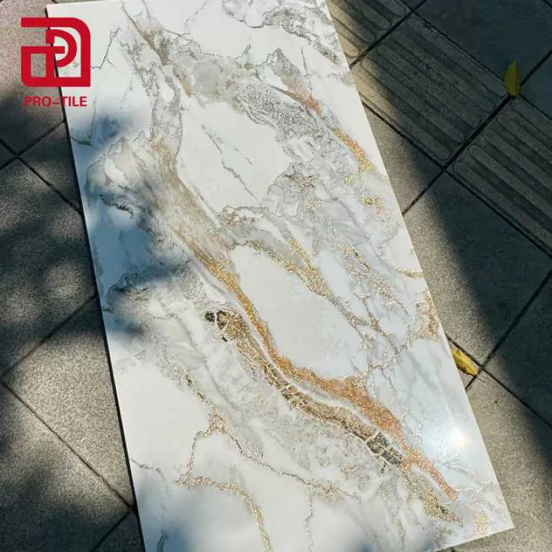 600*1200 Modern White  Marble Golden Vein Porcelain Tile for Living Room Floor