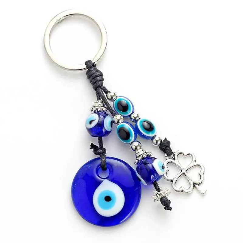 Handmade Turkish Blue Glass Eye Keychains Amulet For Good Luck Handbags Decor Charm Lucky Eye Car Pendant Keychain Key Ring