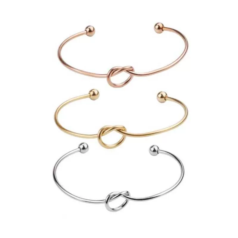 18K Gold Plated Forever Love Knot Infinity Bangle Bracelets for Women Adjustable Gold Bangle Bracelet for Women