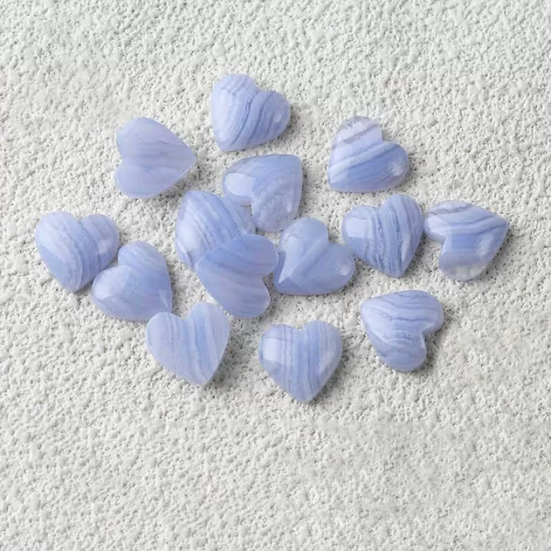 High Quality New Arrival Natural Blue Lace Agate Heart Shape Stone Beads Loose Beads Blue Chalcedony Cabochons for Jewelry
