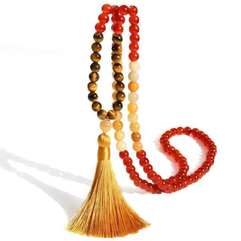 8mm Natural Stone Beads 108 Mala Beaded Necklace Meditation Yoga Prayer Jewelry Tassel Mala Rosary Beads for Men and Women