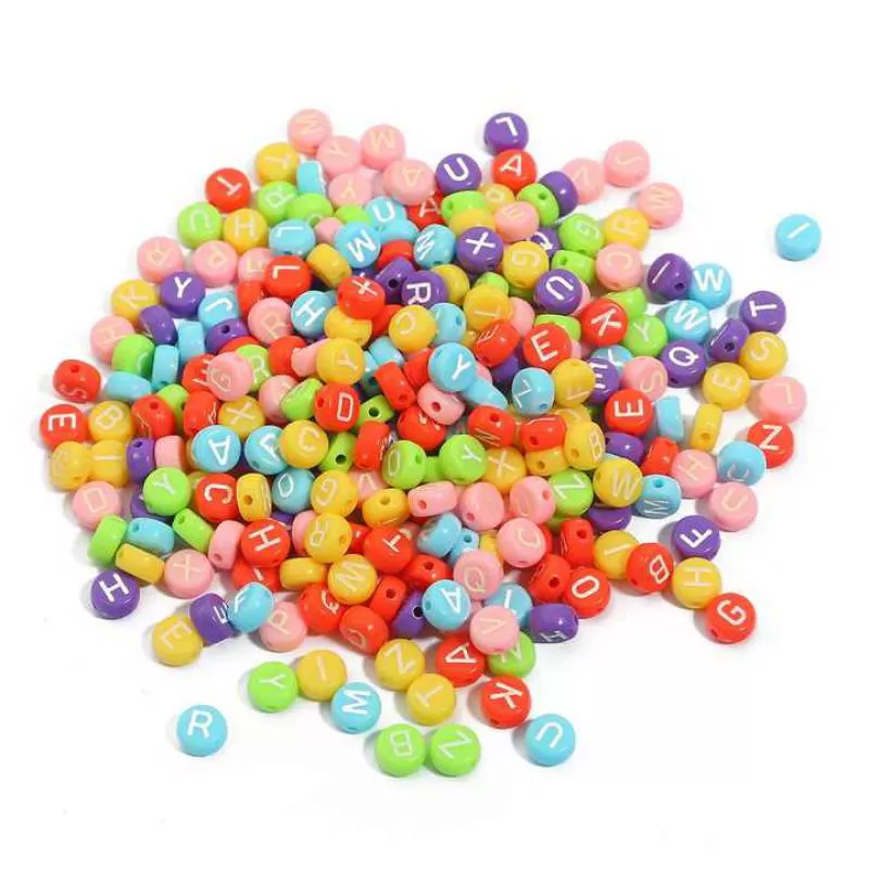 100pcs All Kinds Letter Beads Acrylic Colorful Letters Round Beads 4x7mm Alphabet Beads for Bracelets Necklaces Jewelry Making