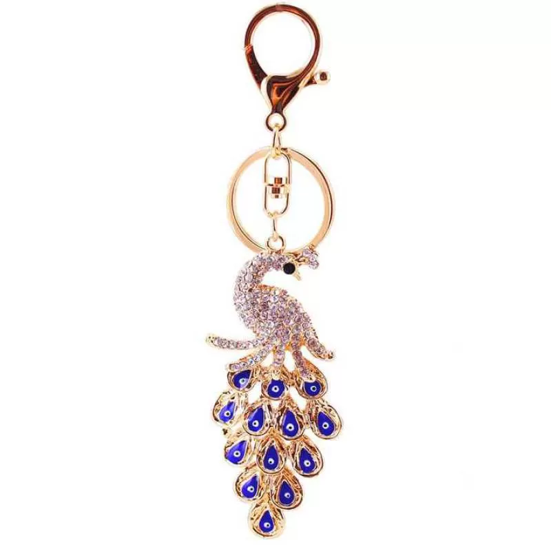 Evil Eye Keychain Peacock Blue Eye Glass Keychain Good Luck Keyring Hanging Ornament Bag Decor Jewelry Accessories Amulet