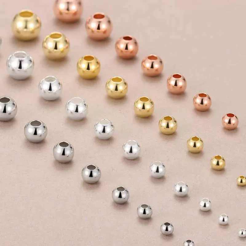 Wholesale  2~12.5mm S925 Sterling Silver Beads Spacer Loose Beads for Jewelry Making DIY