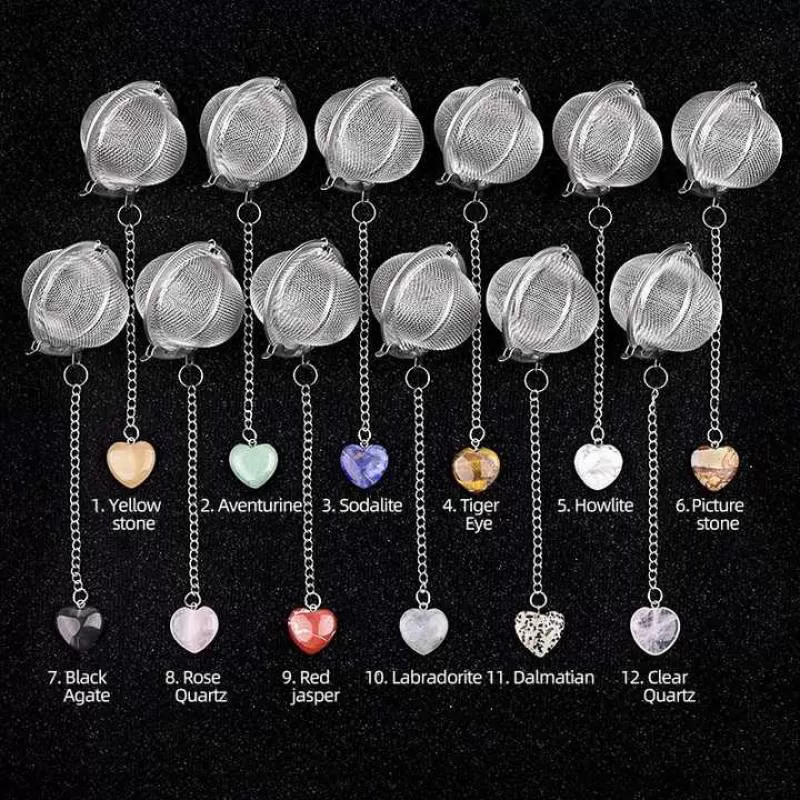 Tea Infuser Tea Strainers Crystal Heart Pendant Infinity Love Heart Handmade Gemstone Tea Ball Set Gifts for Women Gifts for Mom