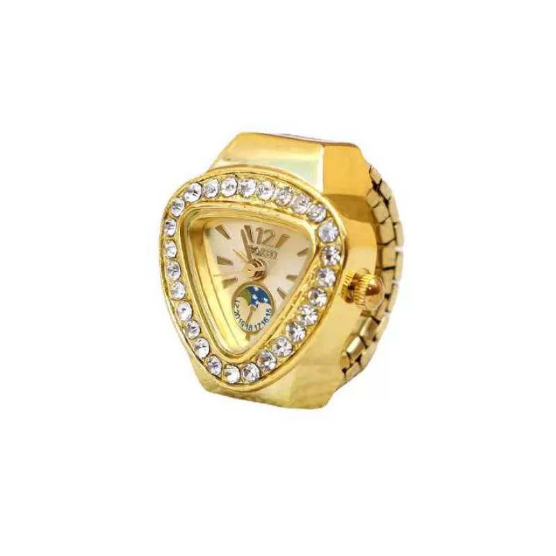 Women Men Triangle Finger Watch Vintage Ring Retro Finger Watch Quartz Finger Ring Watches