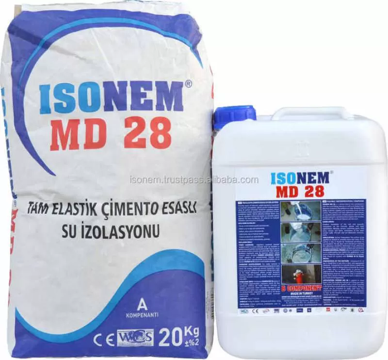 ISONEM MD 28 Super Elastic 100% Waterproof Cementitious + Acrylic Two-Parts Insulation Material Flooring Manufactured in Turkey